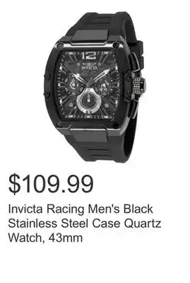 Costco Invicta Racing Men's Black Stainless Steel Case Quartz Watch, 43mm offer