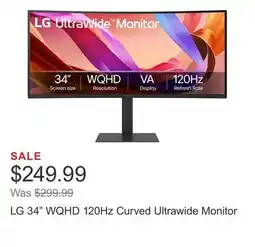 Costco LG 34 WQHD 120Hz Curved Ultrawide Monitor offer