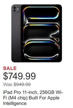 Costco iPad Pro 11-inch, 256GB Wi-Fi (M4 chip) Built For Apple Intelligence offer