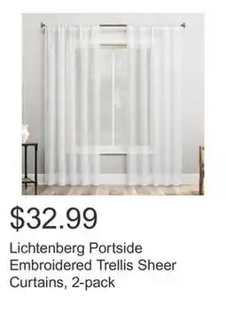 Costco Lichtenberg Portside Embroidered Trellis Sheer Curtains, 2-pack offer