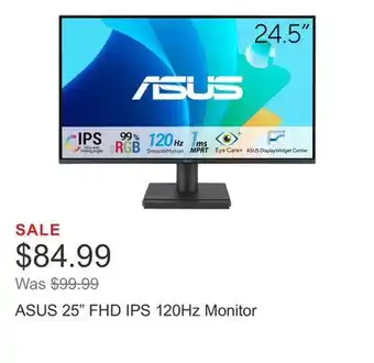 Costco ASUS 25 FHD IPS 120Hz Monitor offer