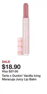 Ulta Beauty Tarte x Dunkin' Vanilla Icing Maracuja Juicy Lip Balm offer