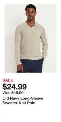 Old Navy Old Navy Long-Sleeve Sweater-Knit Polo offer