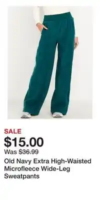 Old Navy Old Navy Extra High-Waisted Microfleece Wide-Leg Sweatpants offer