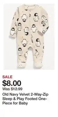 Old Navy Old Navy Velvet 2-Way-Zip Sleep & Play Footed One-Piece for Baby offer