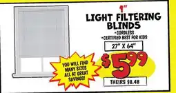 Ollie's 1 LIGHT FILTERING BLINDS offer