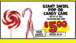 Ollie's GIANT SWIRL POP OR CANDY CANE offer