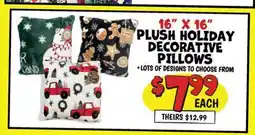 Ollie's 16 X 16 PLUSH HOLIDAY DECORATIVE PILLOWS offer