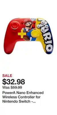 Game Stop PowerA Nano Enhanced Wireless Controller for Nintendo Switch - Mario Victory offer