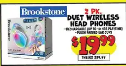 Ollie's Brookstone 2 PK. Brookstone DUET WIRELESS HEAD PHONES offer