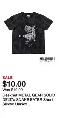 Game Stop Geeknet METAL GEAR SOLID DELTA: SNAKE EATER Short Sleeve Unisex T-Shirt GameStop Exclusive offer