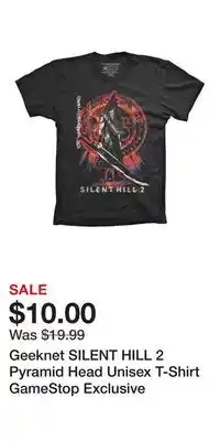 Game Stop Geeknet SILENT HILL 2 Pyramid Head Unisex T-Shirt GameStop Exclusive offer