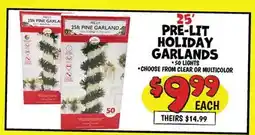 Ollie's 25' PRE-LIT HOLIDAY GARLANDS offer
