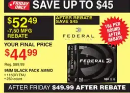 Dunham's Sports FEDERAL 9MM BLACK PACK offer