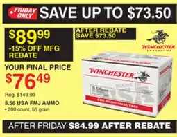 Dunham's Sports WINCHESTER 5.56 USA FMJ AMMO offer