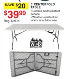 Dunham's Sports 6' CENTERFOLD TABLE offer