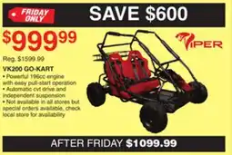 Dunham's Sports VIPER VK200 GO-KART offer