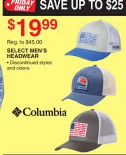 Dunham's Sports COLUMBIA MEN'S HEADWEAR offer