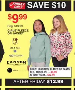 Dunham's Sports CANYON GIRLS' FLEECE OR JACKET offer