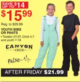 Dunham's Sports YOUTH BIBS OR PANTS offer