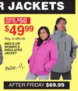 Dunham's Sports PULSE MEN'S OR WOMEN'S INSULATED JACKET offer