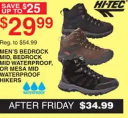 Dunham's Sports HI-TEC MEN'S BEDROCK MID, BEDROCK MID WATERPROOF, OR MESA MID WATERPROOF HIKERS offer
