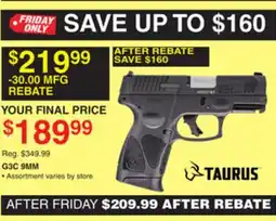 Dunham's Sports TAURUS G3C 9MM offer