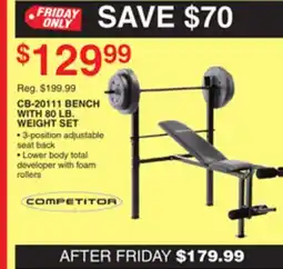 Dunham's Sports COMPETITOR CB-20111 BENCH WITH 80 LB. WEIGHT SET offer