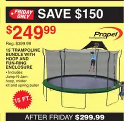 Dunham's Sports PROPEL 15' TRAMPOLINE BUNDLE WITH HOOP AND FUN-RING ENCLOSURE offer