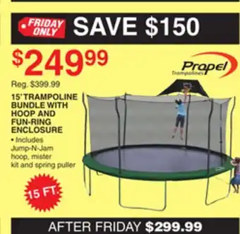 Dunham's Sports PROPEL 15' TRAMPOLINE BUNDLE WITH HOOP AND FUN-RING ENCLOSURE offer