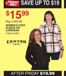 Dunham's Sports CANYON WOMEN'S COZY FLEECE OR CARDIGAN offer