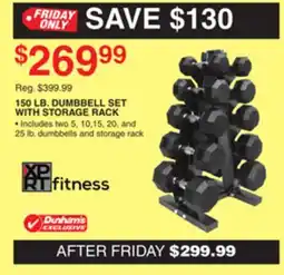 Dunham's Sports 150 LB. DUMBBELL SET WITH STORAGE RACK offer
