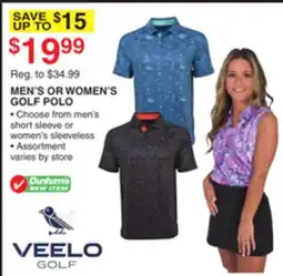Dunham's Sports VEELO GOLF MEN'S OR WOMEN'S GOLF POLO offer