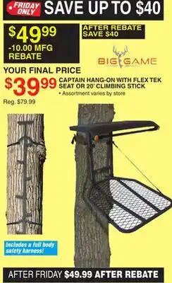 Dunham's Sports BIG GAME CAPTAIN HANG-ON WITH FLEX TEK SEAT OR 20' CLIMBING STICK offer