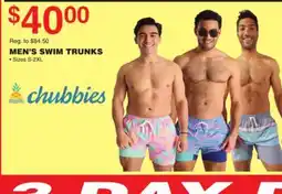 Dunham's Sports CHUBBIES MEN'S SWIM TRUNKS offer