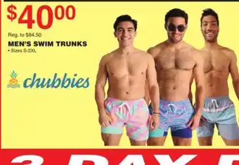 Dunham's Sports CHUBBIES MEN'S SWIM TRUNKS offer