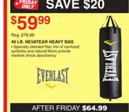 Dunham's Sports EVERLAST 40 LB. NEVATEAR HEAVY BAG offer