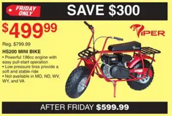 Dunham's Sports VIPER HS200 MINI BIKE offer