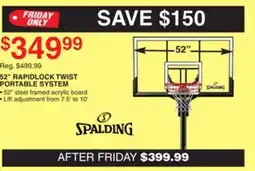 Dunham's Sports SPALDING 52 RAPIDLOCK TWIST PORTABLE SYSTEM offer