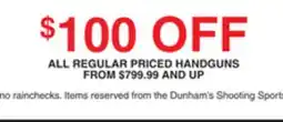 Dunham's Sports ALL REGULAR HANDGUNS offer