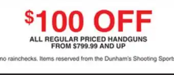Dunham's Sports ALL REGULAR HANDGUNS offer