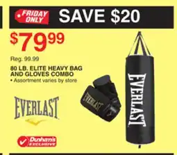Dunham's Sports 80 LB. ELITE HEAVY BAG AND GLOVES COMBO offer