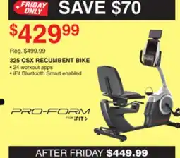 Dunham's Sports PRO-FORM 325 CSX RECUMBENT BIKE offer
