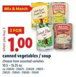 Lidl Canned vegetables or soup offer