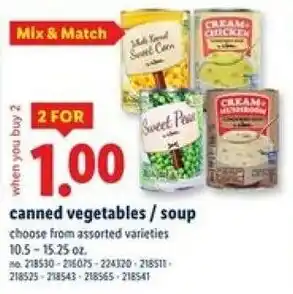 Canned vegetables or soup