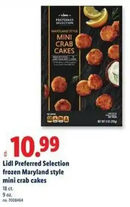 Lidl Lidl Preferred Selection frozen Maryland style mini crab cakes offer