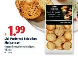 Lidl Lidl Preferred Selection Melba toast offer