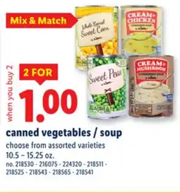 Lidl canned vegetables / soup offer