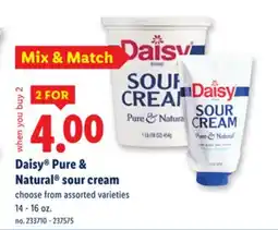 Lidl Daisy Pure & Natural sour cream offer