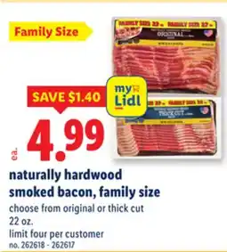 Lidl naturally hardwood smoked bacon, family size offer